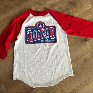 Obey Red and White Graphic Tee
